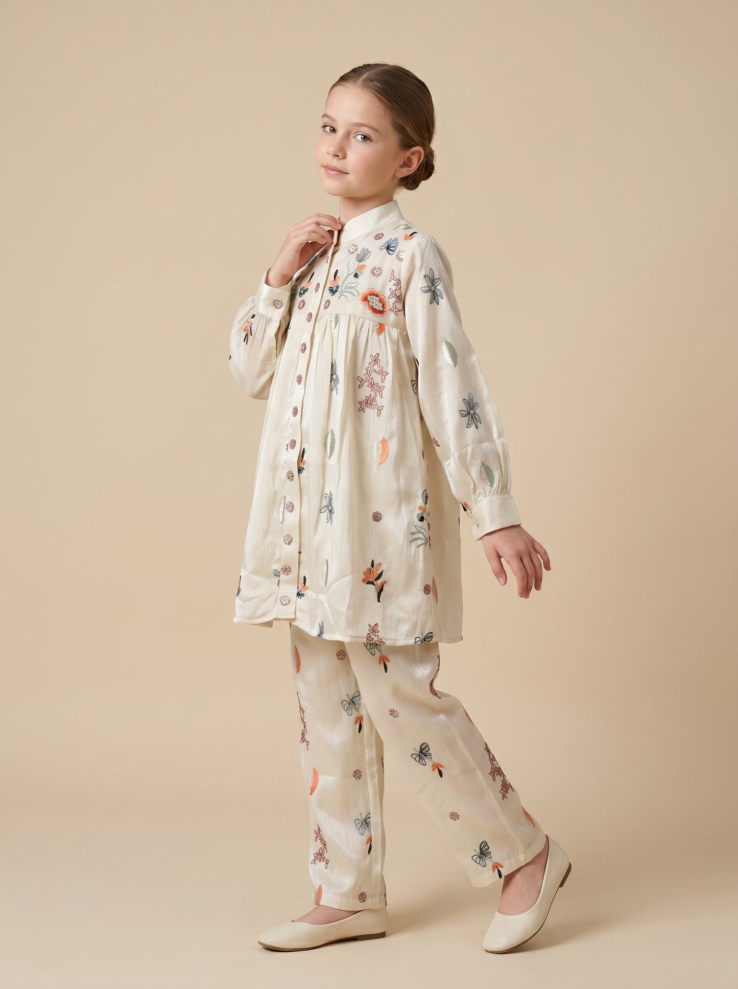 Georgette Embroidery Frock Set 2039 Cream