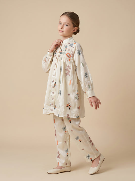 Georgette Embroidery Frock Set 2039 Cream