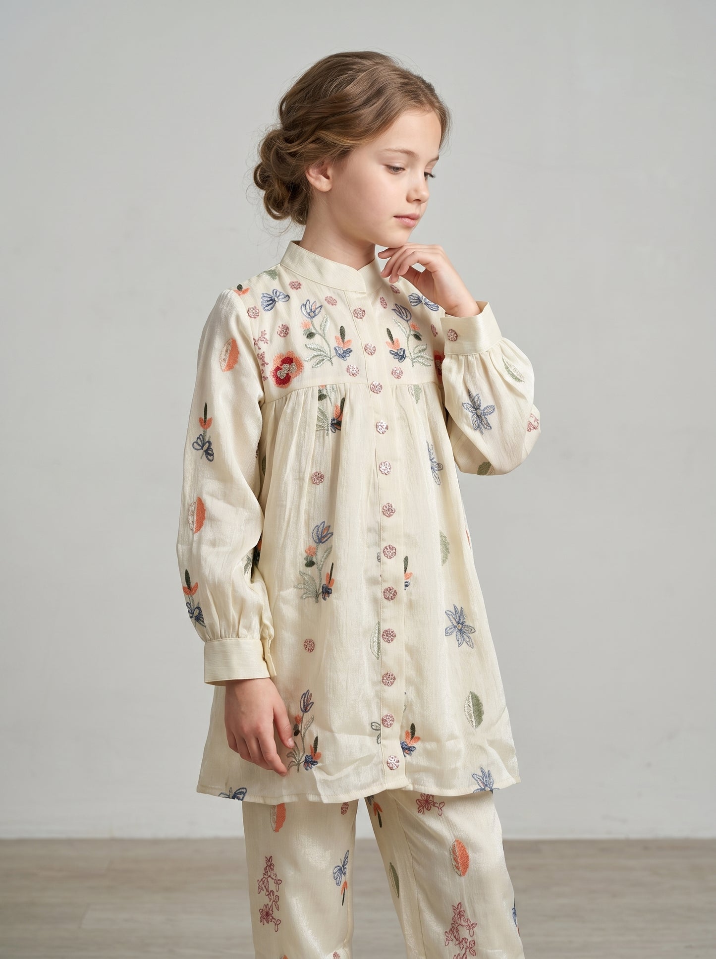 Georgette Embroidery Frock Set 2039 Cream