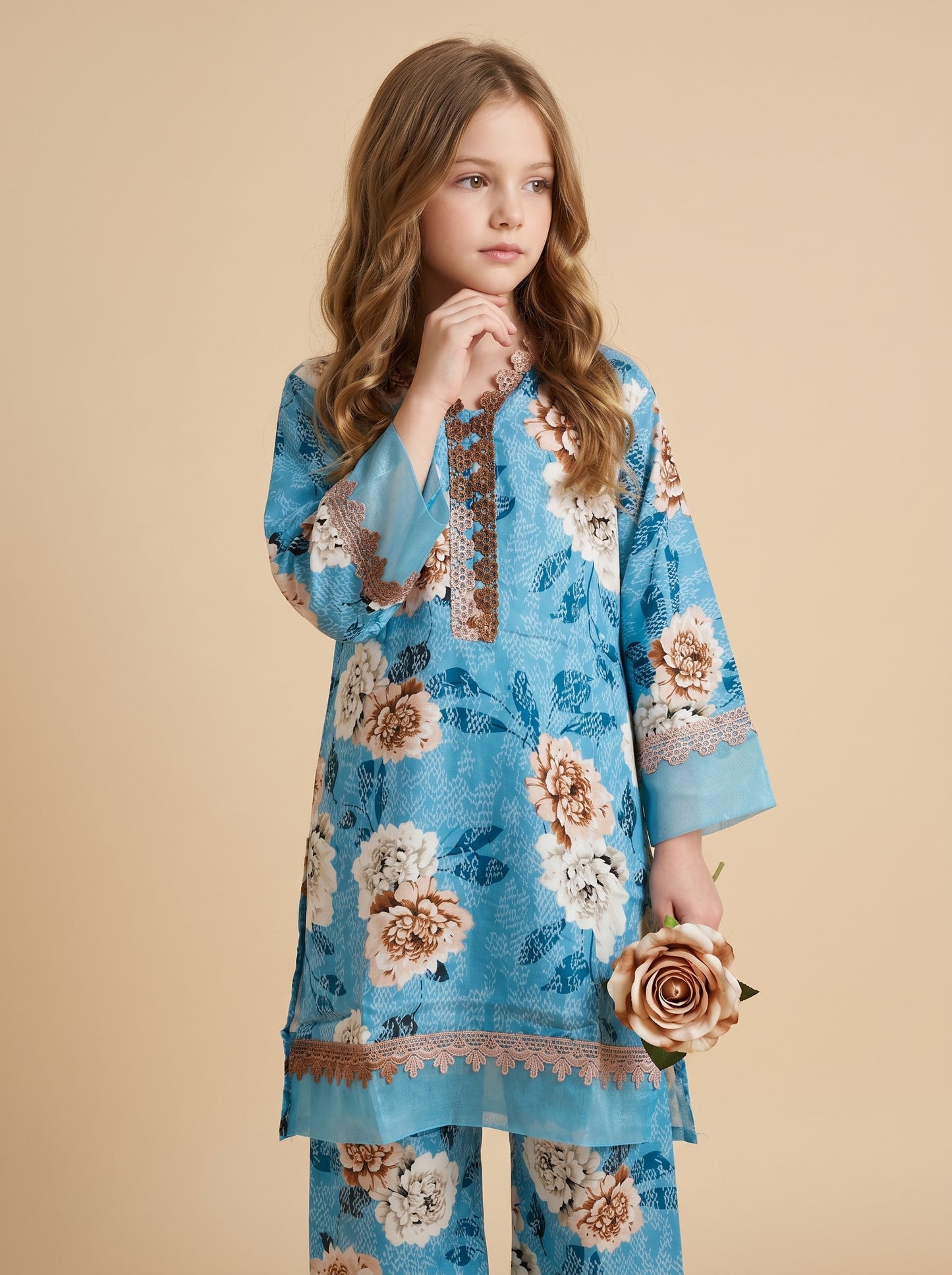 Cotton Printed kurti Set 1559 Blue