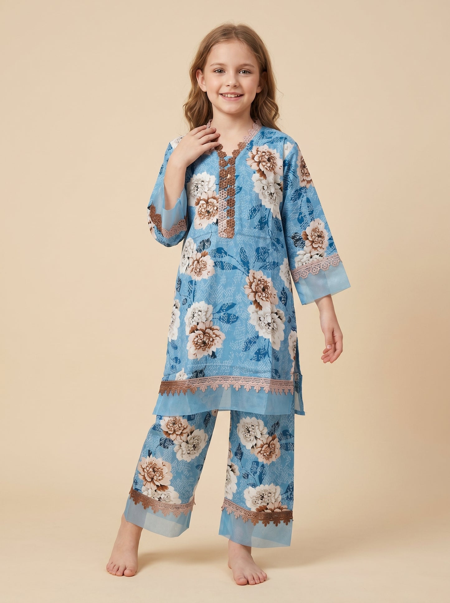 Cotton Printed kurti Set 1559 Blue