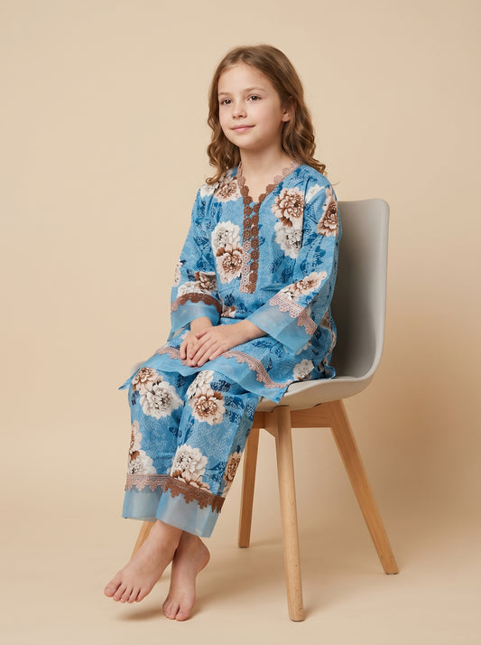 Cotton Printed kurti Set 1559 Blue