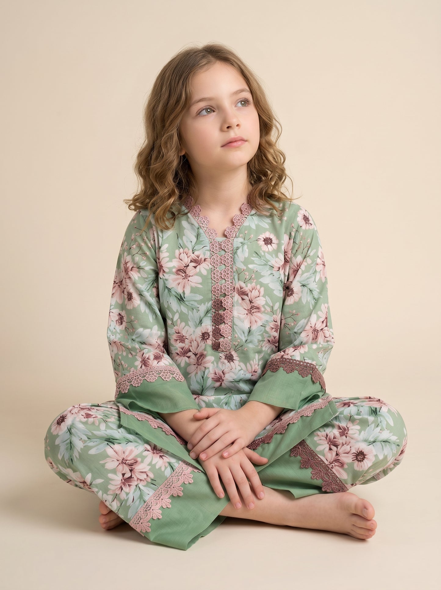 Cotton Printed Kurti Set 1560 Green