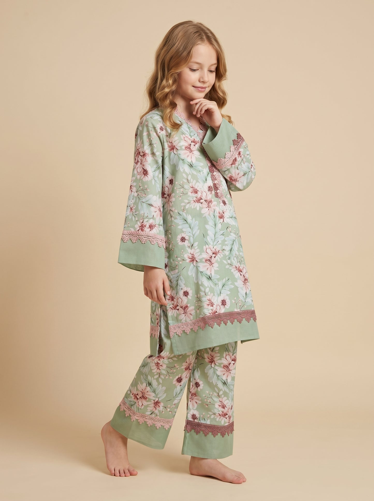 Cotton Printed Kurti Set 1560 Green