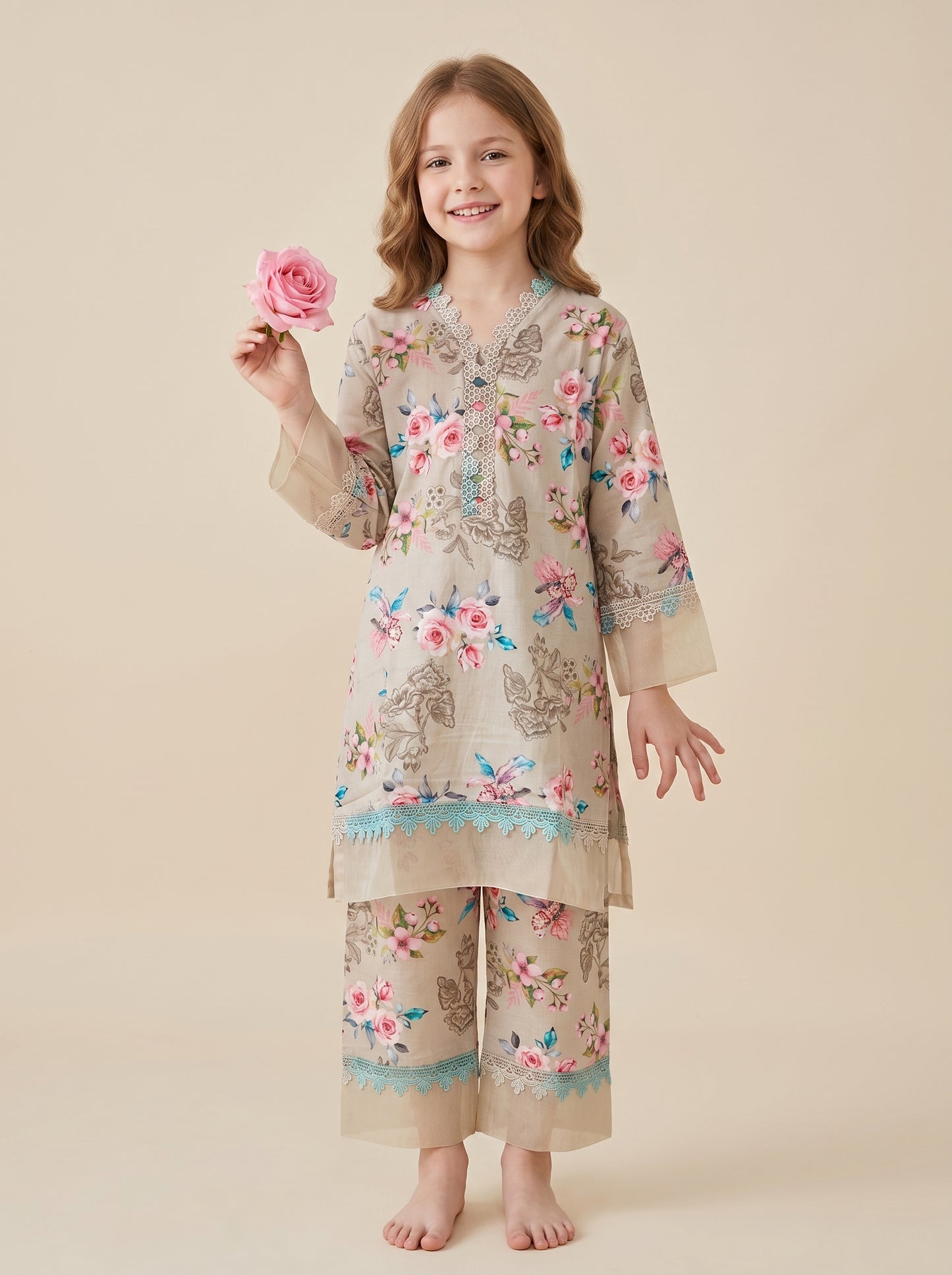 Cotton Printed Cord Set 1562 Cream