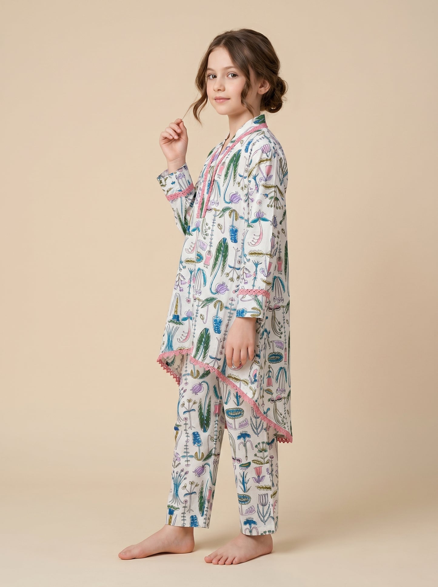 Cotton Printed Cord Set 1563 White