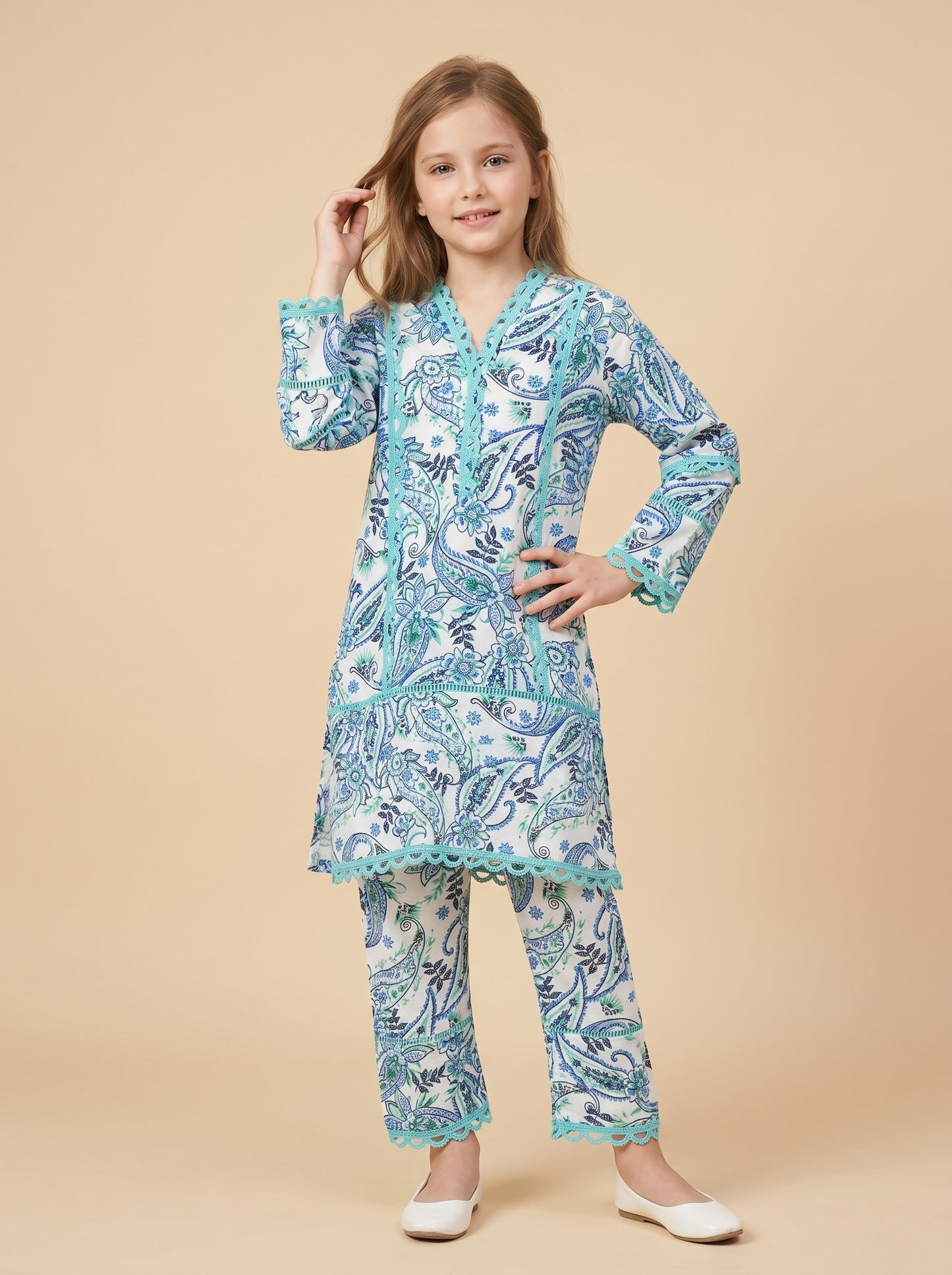 Cotton Printed Cord set 1569 Blue