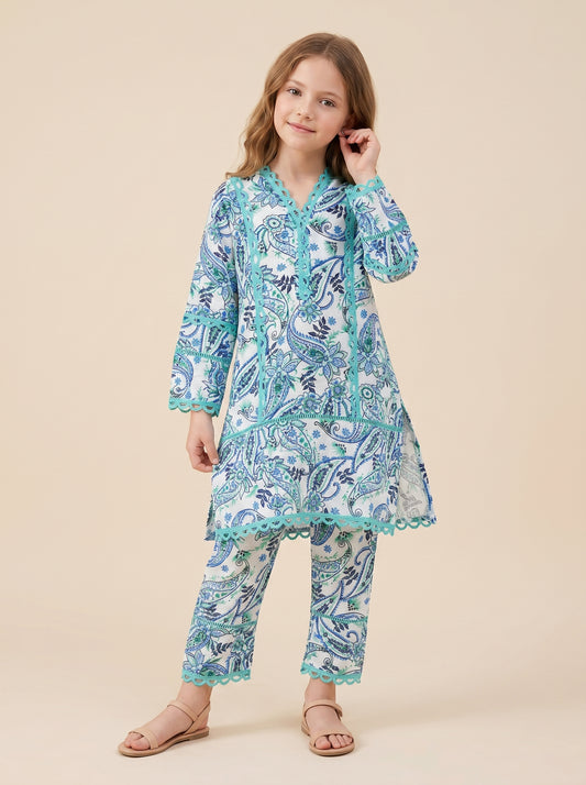 Cotton Printed Cord set 1569 Blue