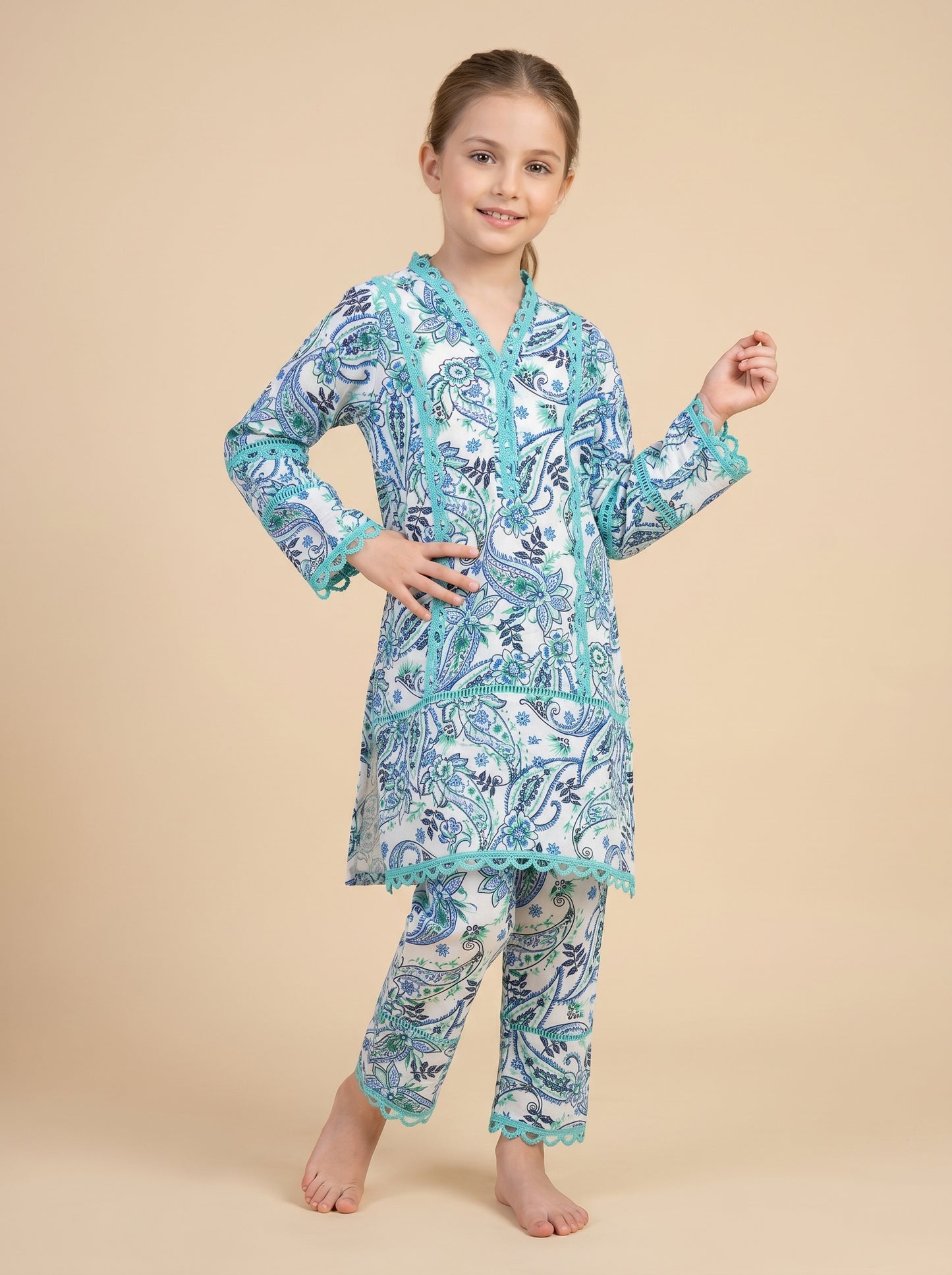 Cotton Printed Cord set 1569 Blue