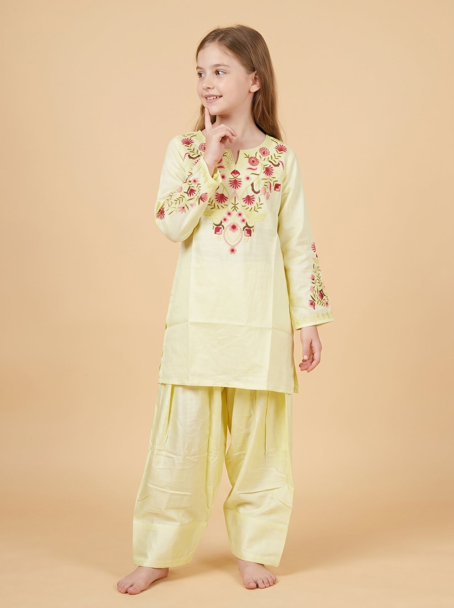 Cotton Embroidery Farshi Set 1571 Yellow
