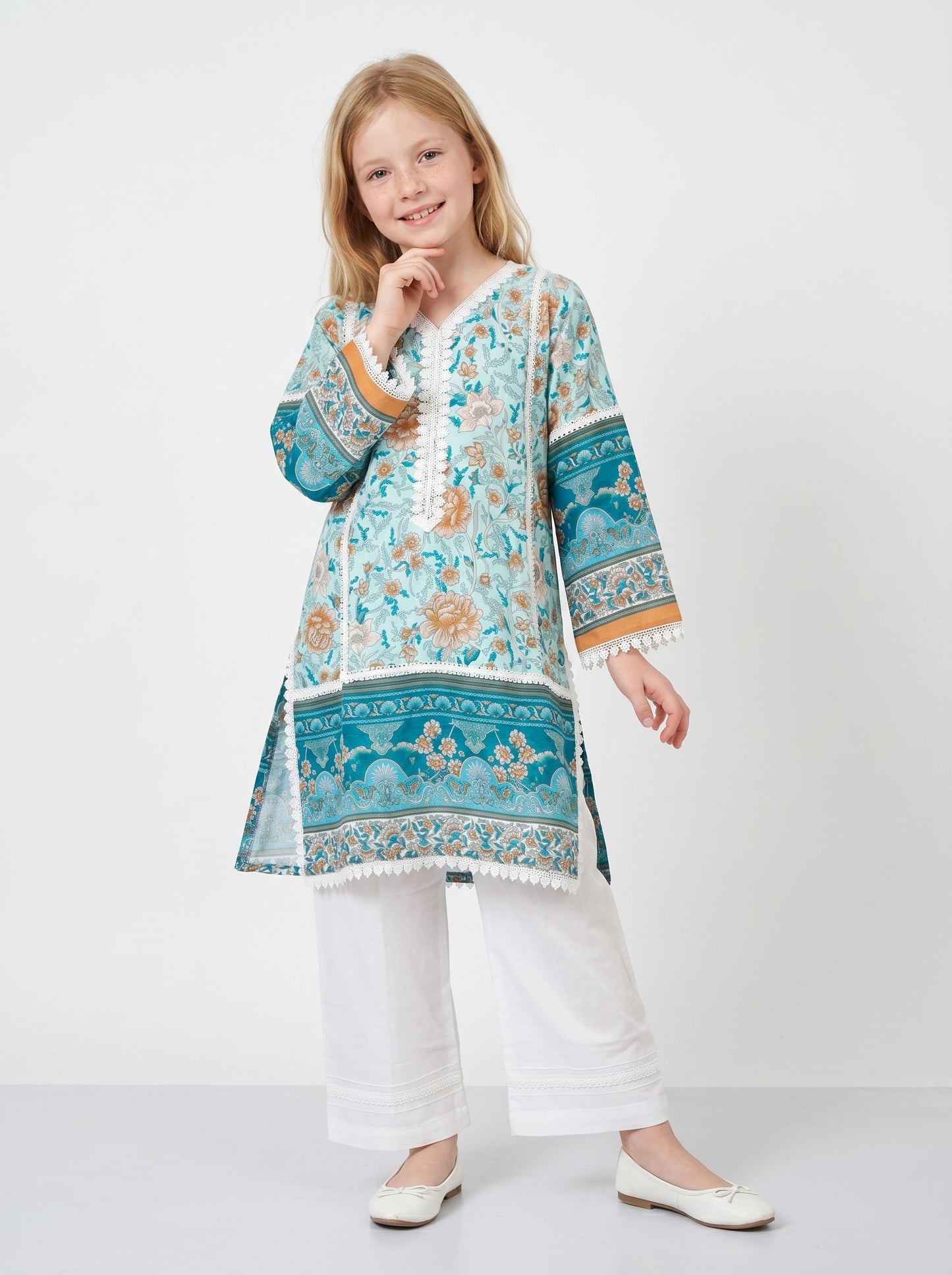 Cotton Printed kurti Set 1572 blue
