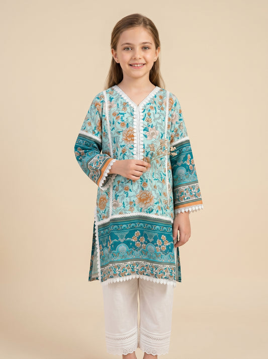 Cotton Printed kurti Set 1572 blue