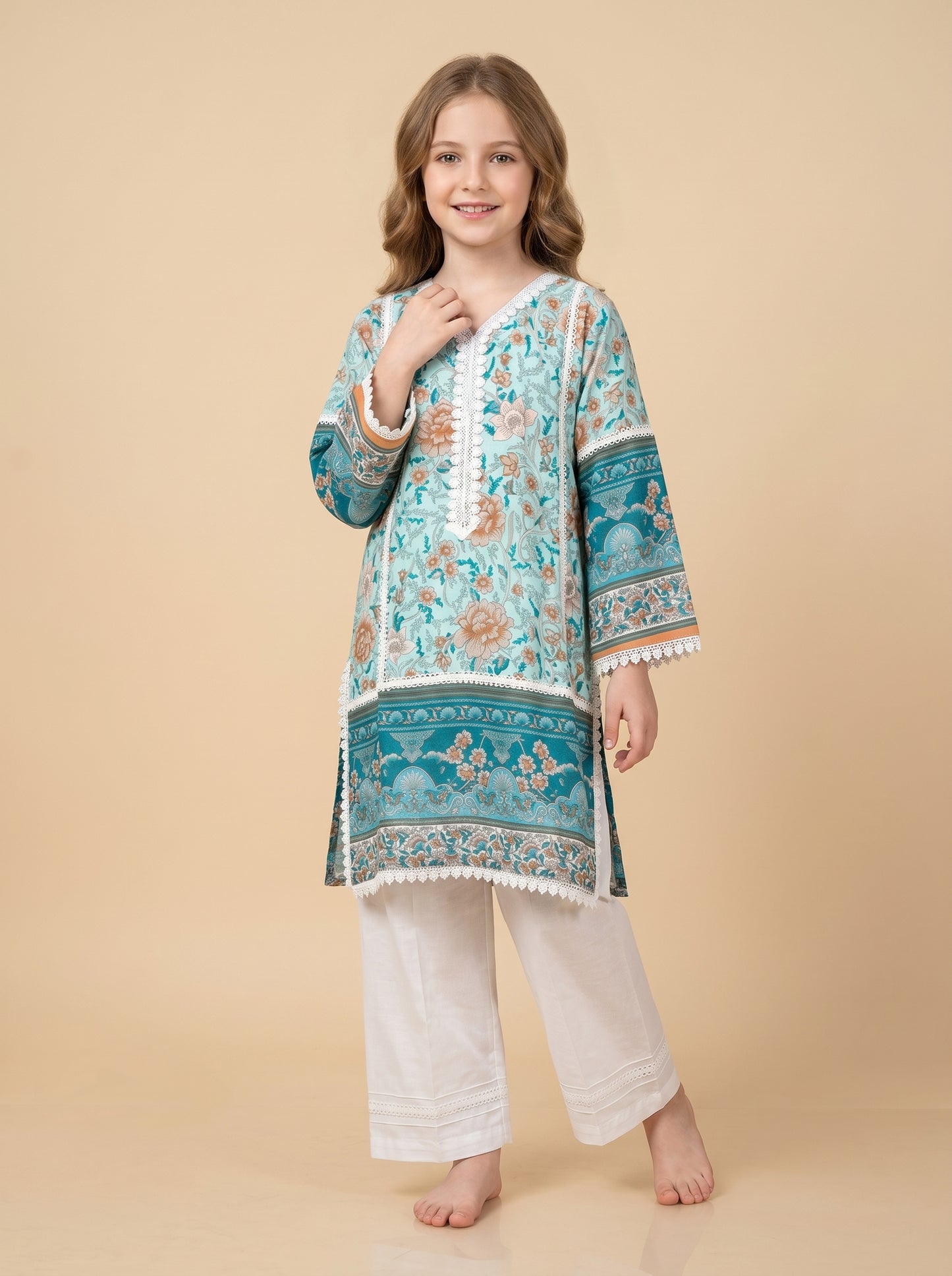 Cotton Printed kurti Set 1572 blue