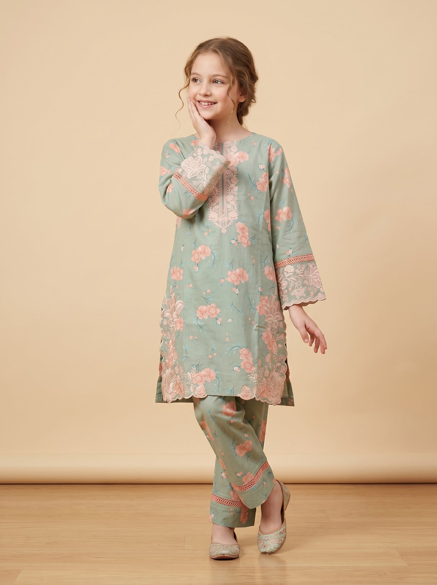 Cotton Printed Kurti Set 1573 Green