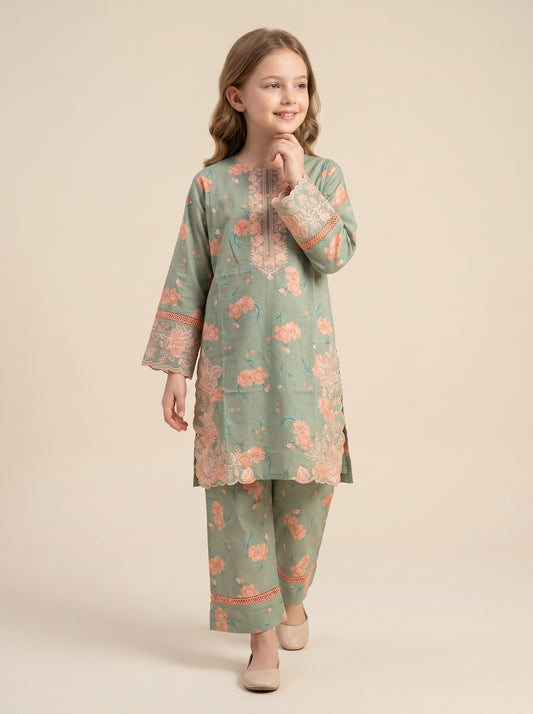 Cotton Printed Kurti Set 1573 Green