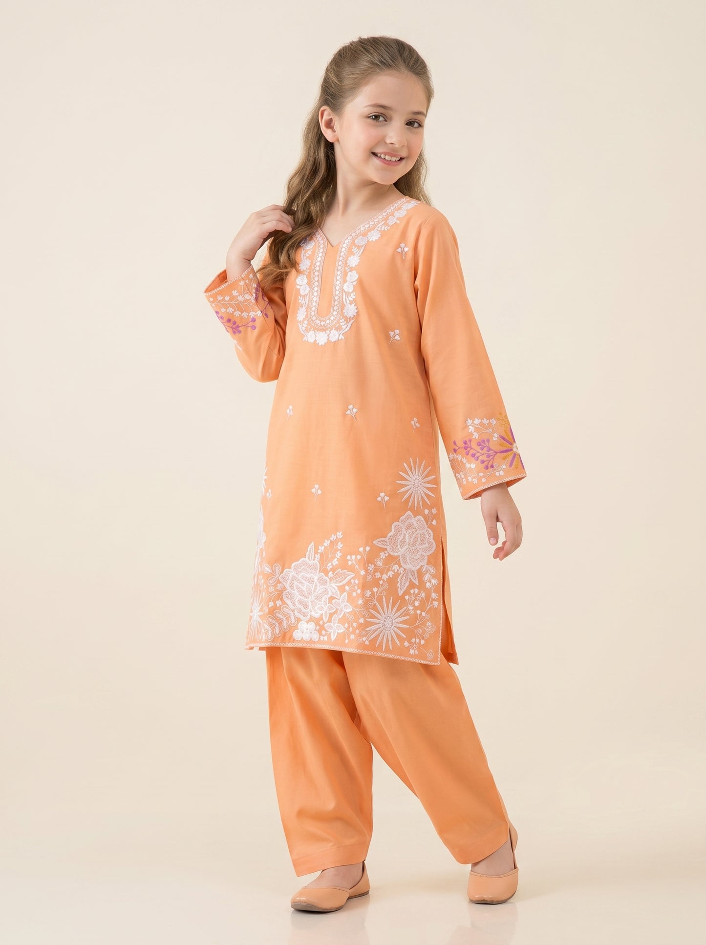 Cotton Embroidery Farshi Set 1574 Orange