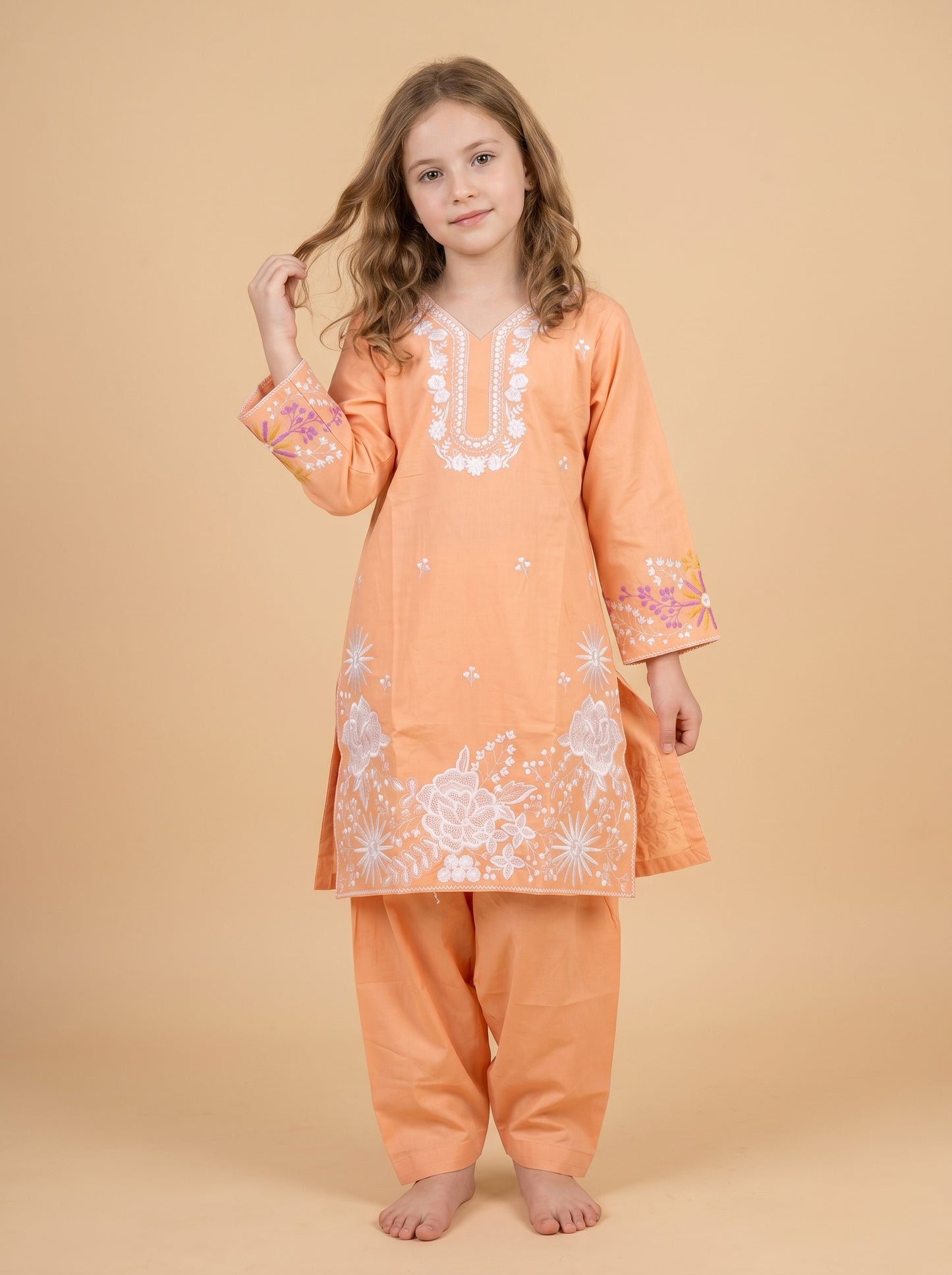 Cotton Embroidery Farshi Set 1574 Orange
