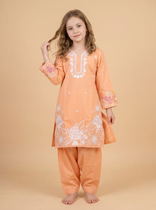 Cotton Embroidery Farshi Set 1574 Orange
