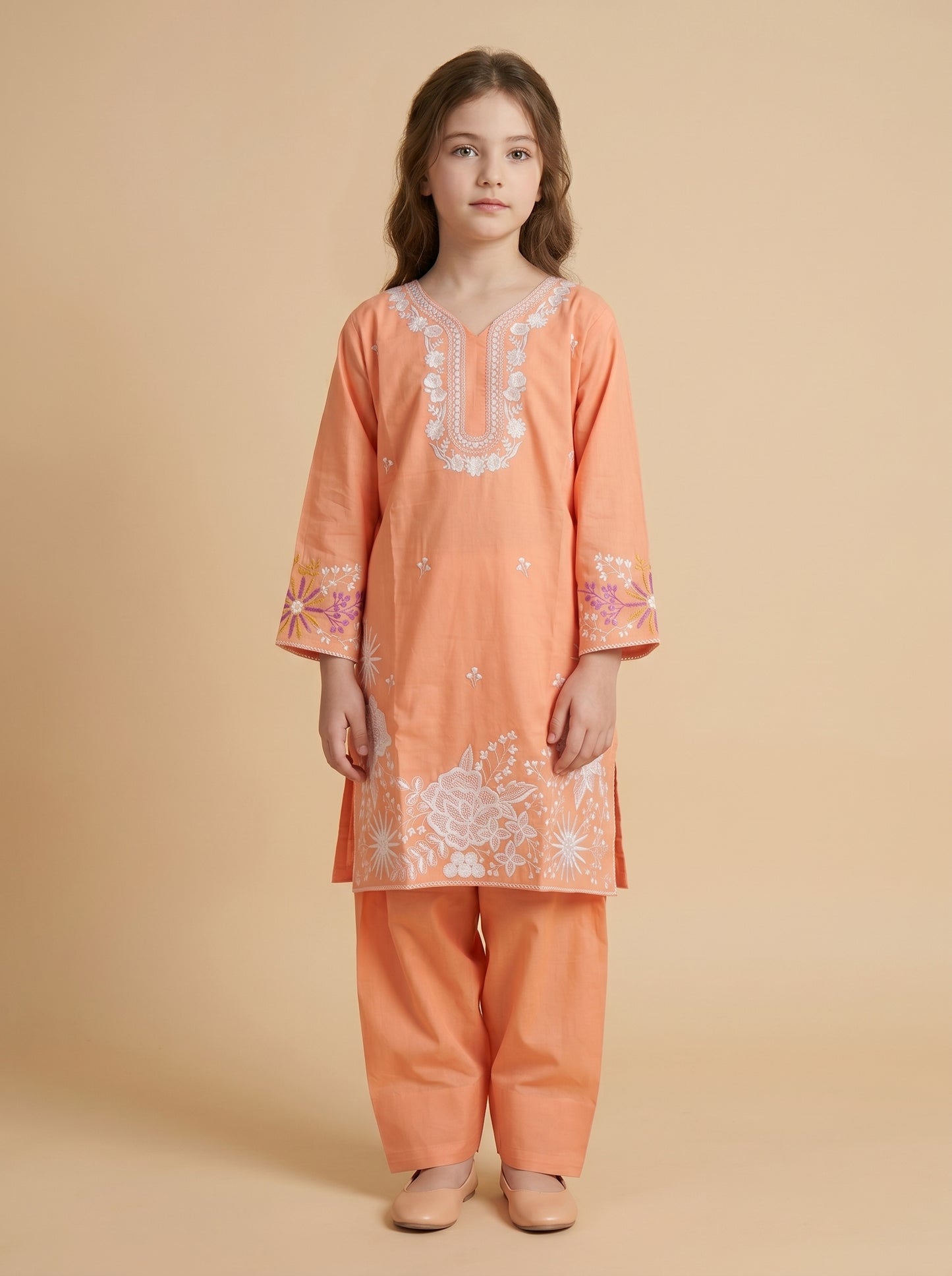 Cotton Embroidery Farshi Set 1574 Orange