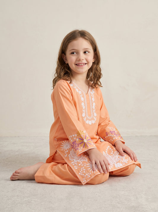 Cotton Embroidery Farshi Set 1574 Orange