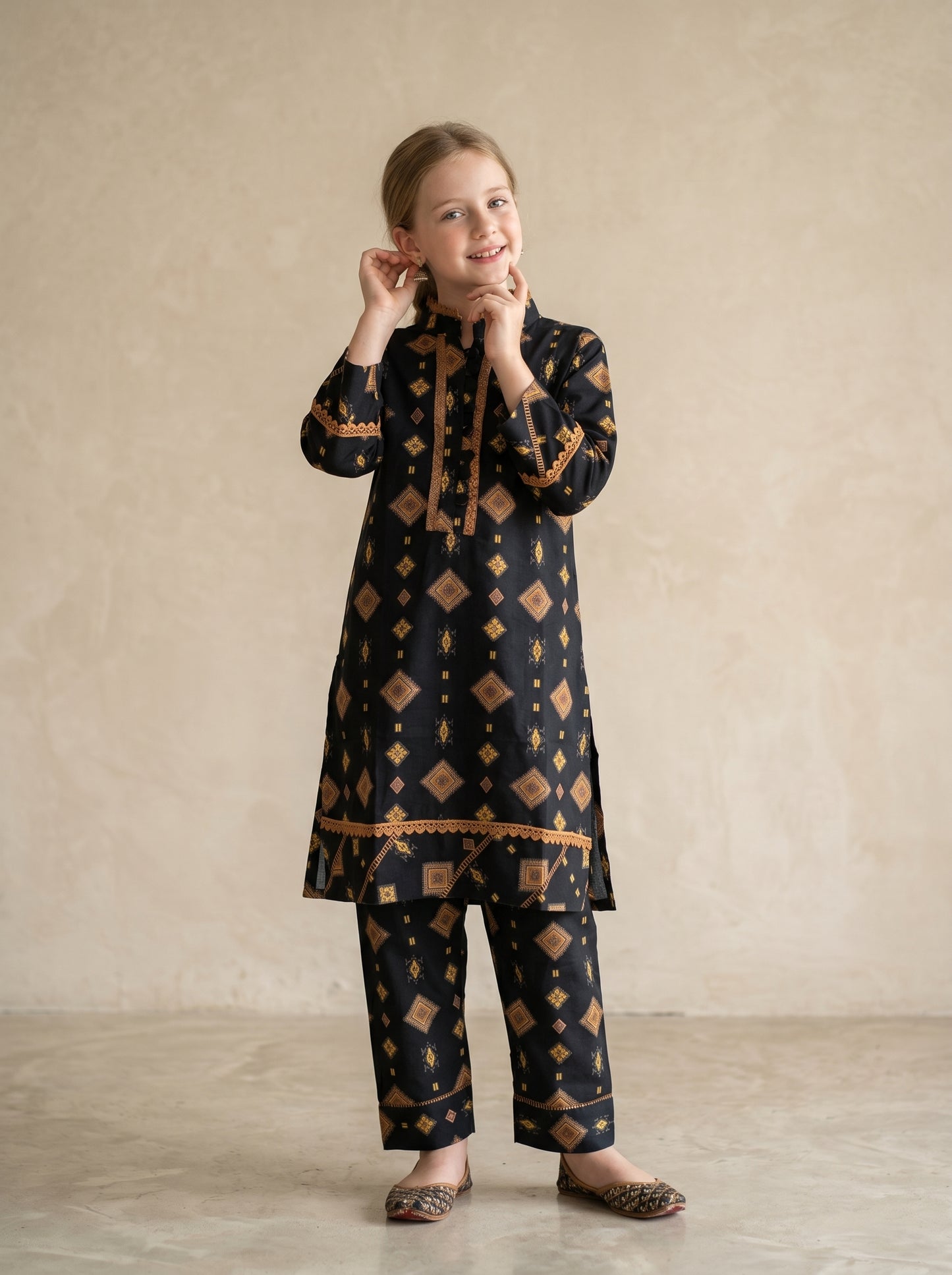 Cotton Printed Cord Set 1575 Navy Blue