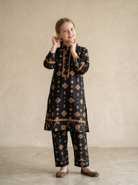 Cotton Printed Cord Set 1575 Navy Blue