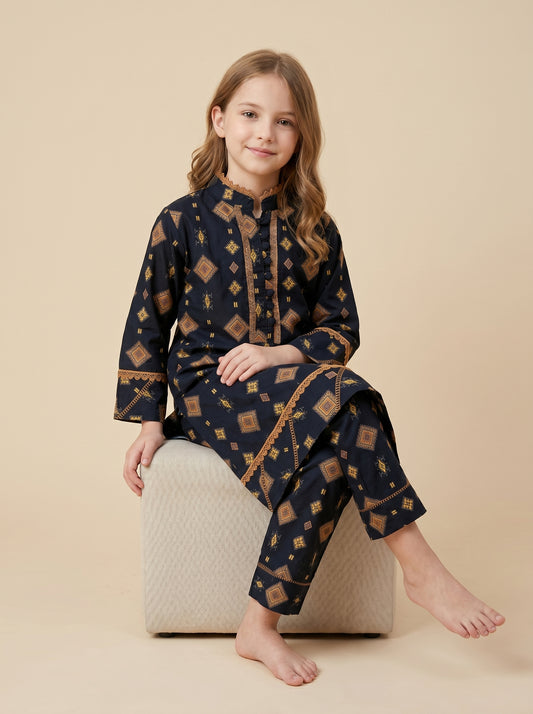 Cotton Printed Cord Set 1575 Navy Blue