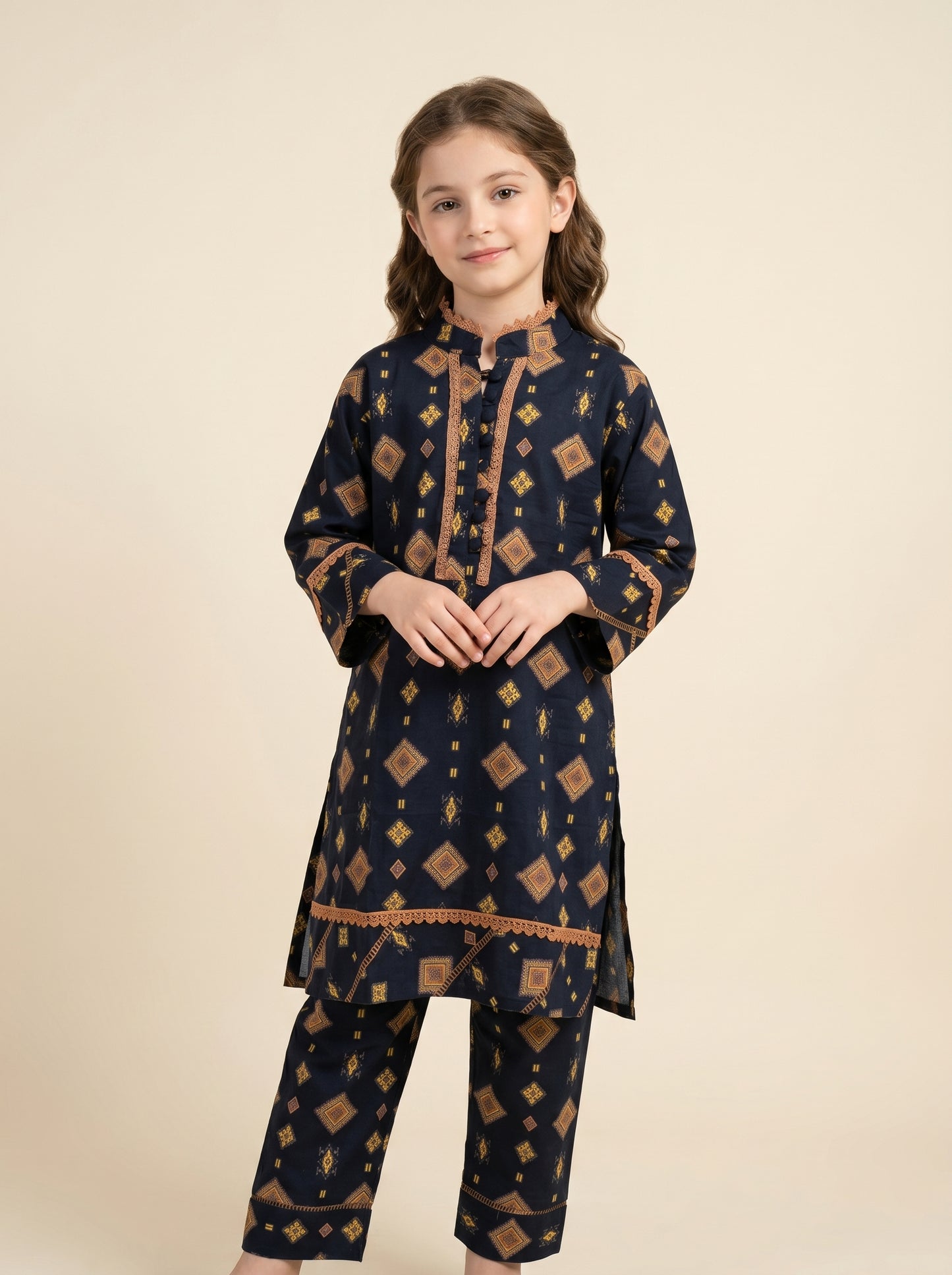 Cotton Printed Cord Set 1575 Navy Blue