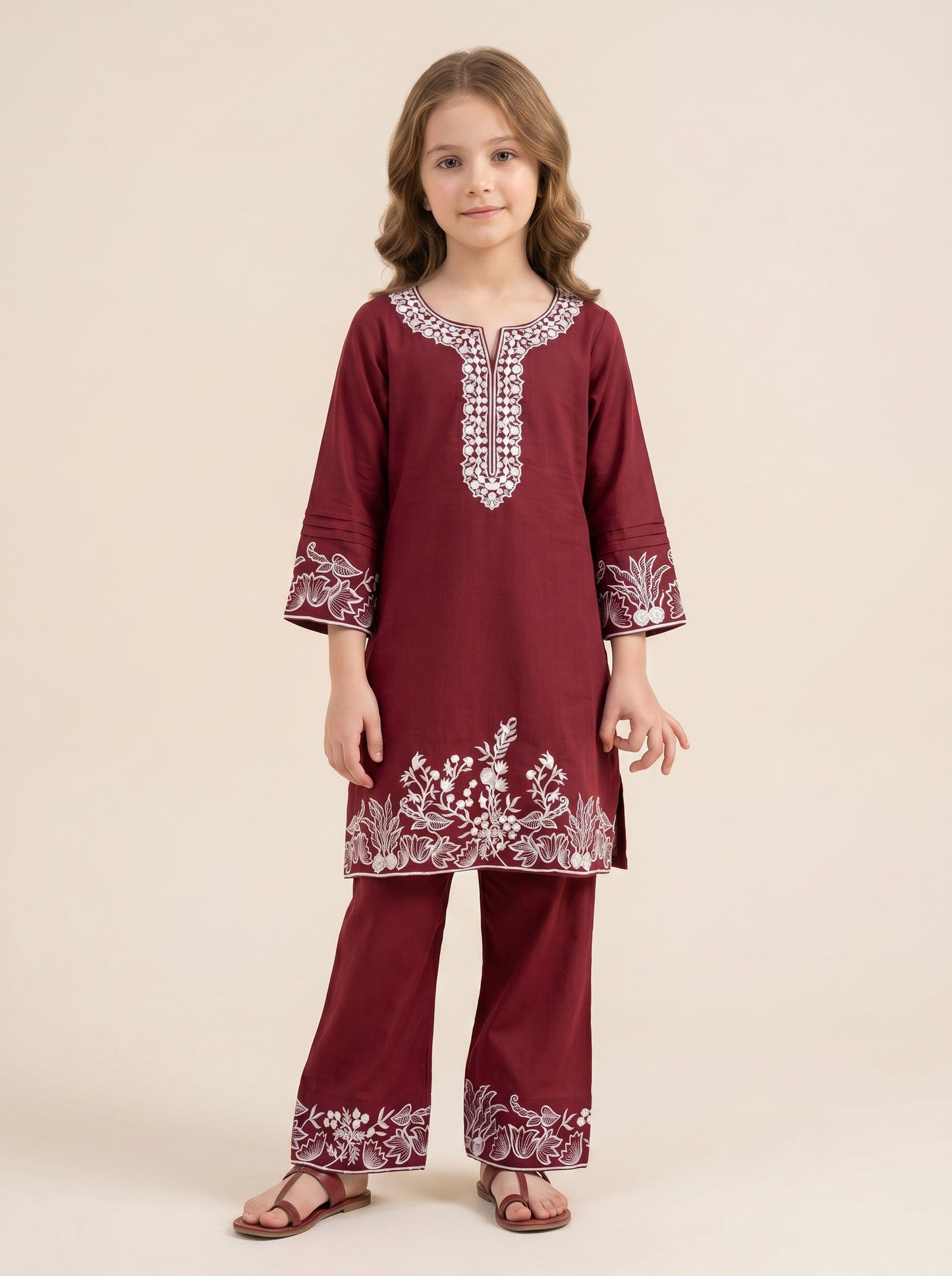 Cotton Embroidery Farshi Set 1579 Red