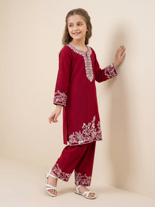 Cotton Embroidery Farshi Set 1579 Red
