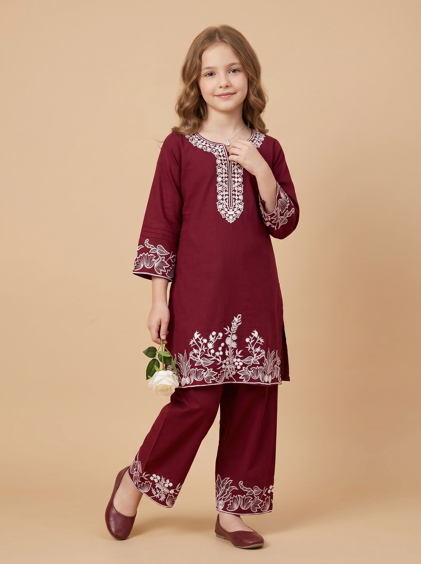 Cotton Embroidery Farshi Set 1579 Red