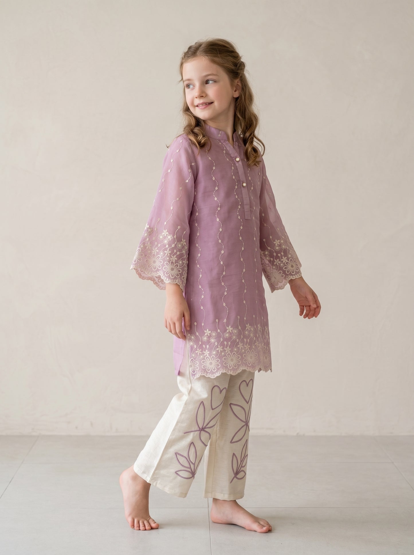 Georgette Embroidery Plazo Set 2014 Pink