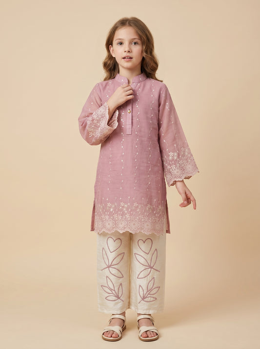 Georgette Embroidery Plazo Set 2014 Pink