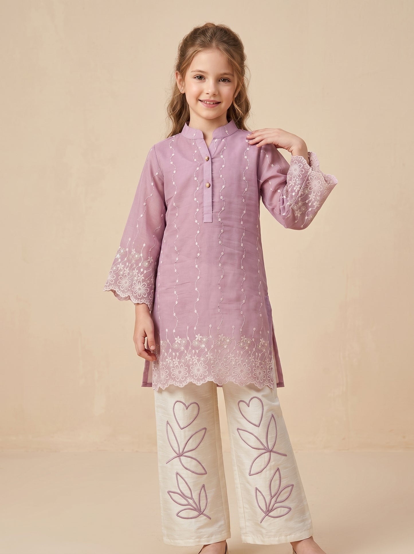 Georgette Embroidery Plazo Set 2014 Pink