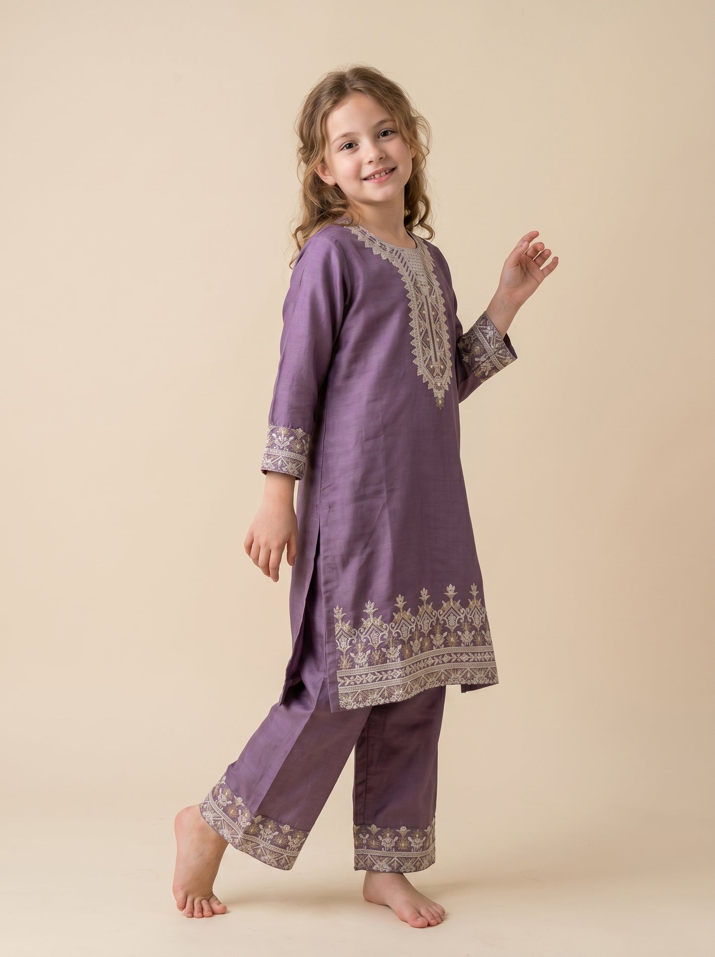 Georgette Embroidery Kurti set 1580 Purple