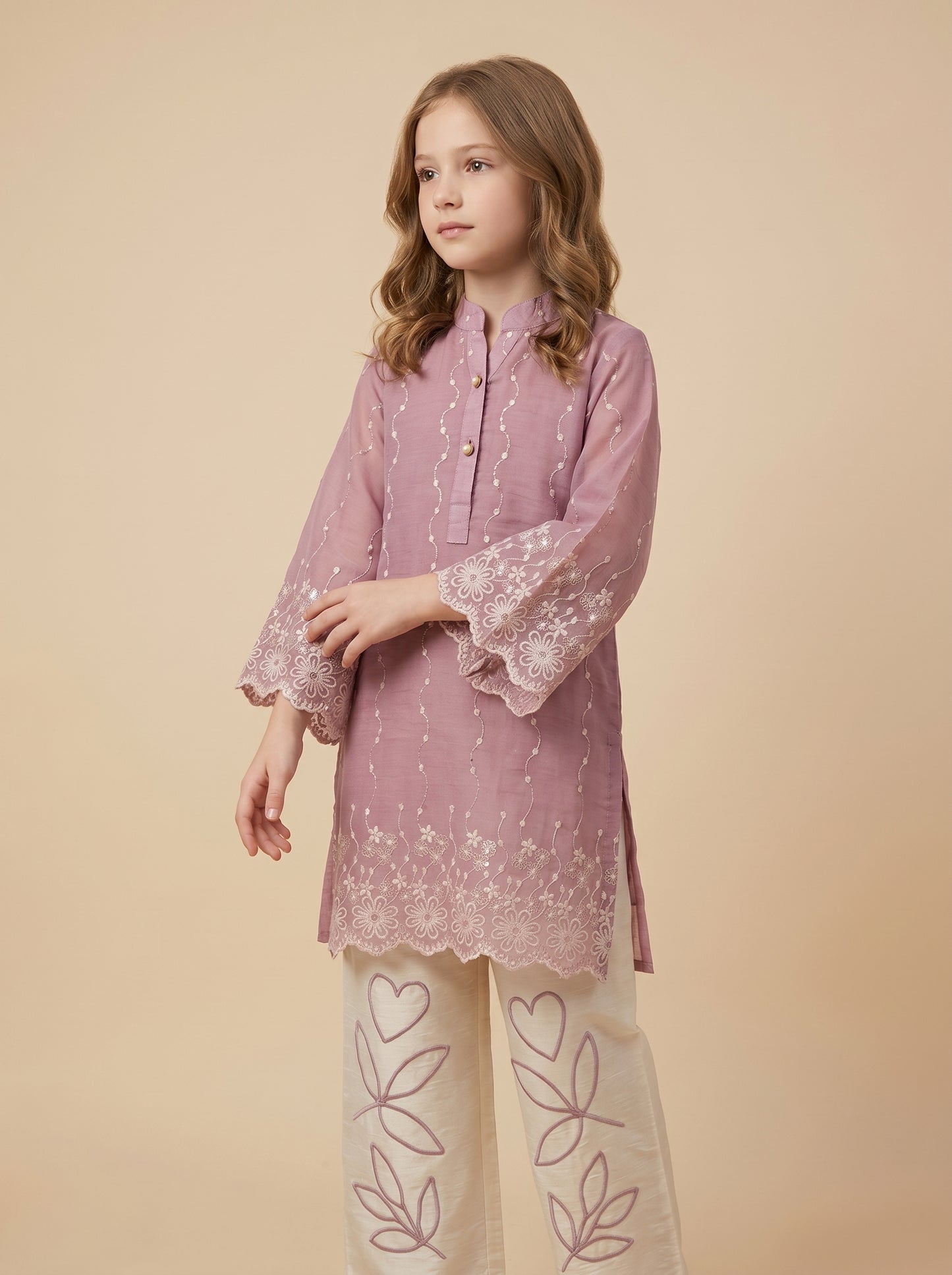 Georgette Embroidery Plazo Set 2014 Pink