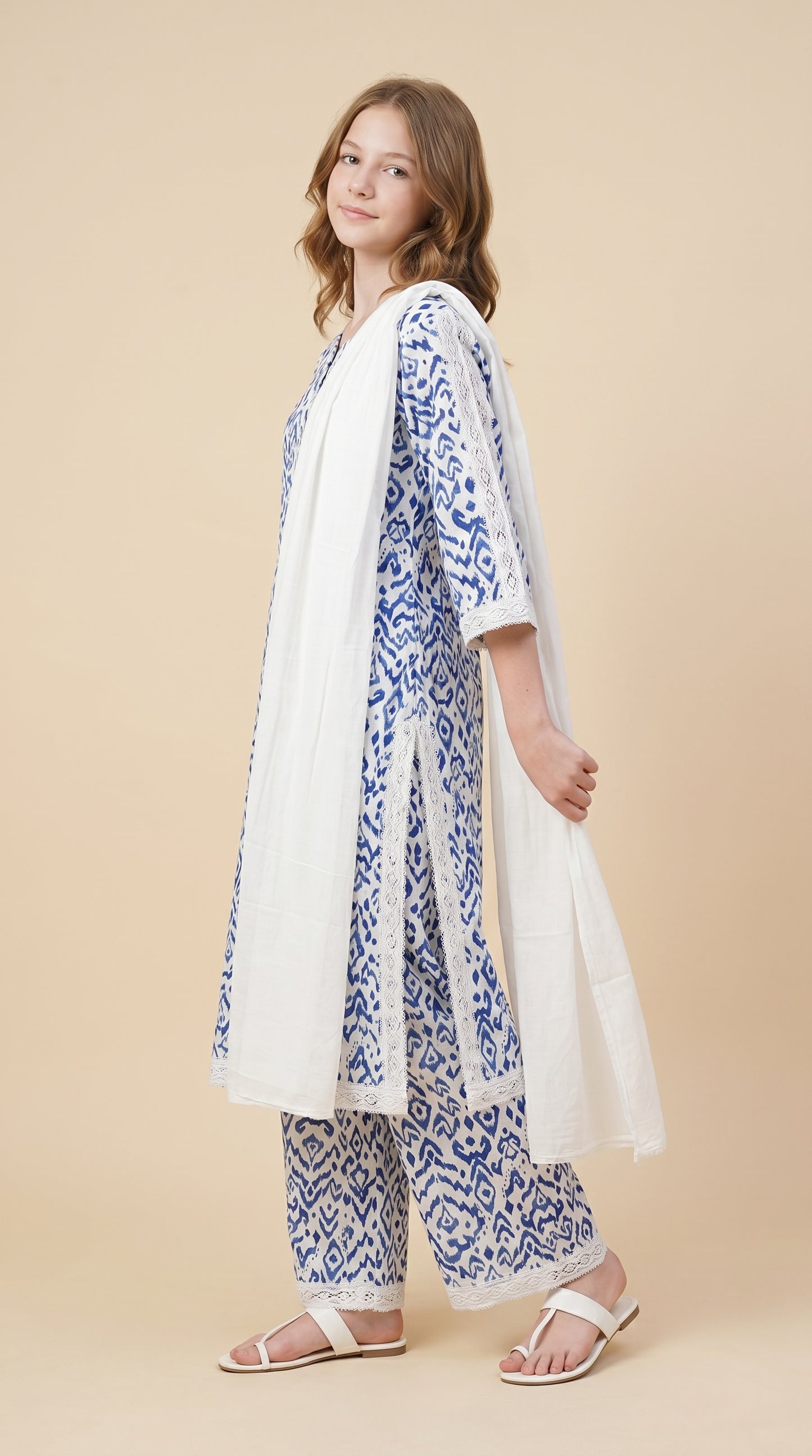 Cotton Printed Kurti Set 1582 Blue