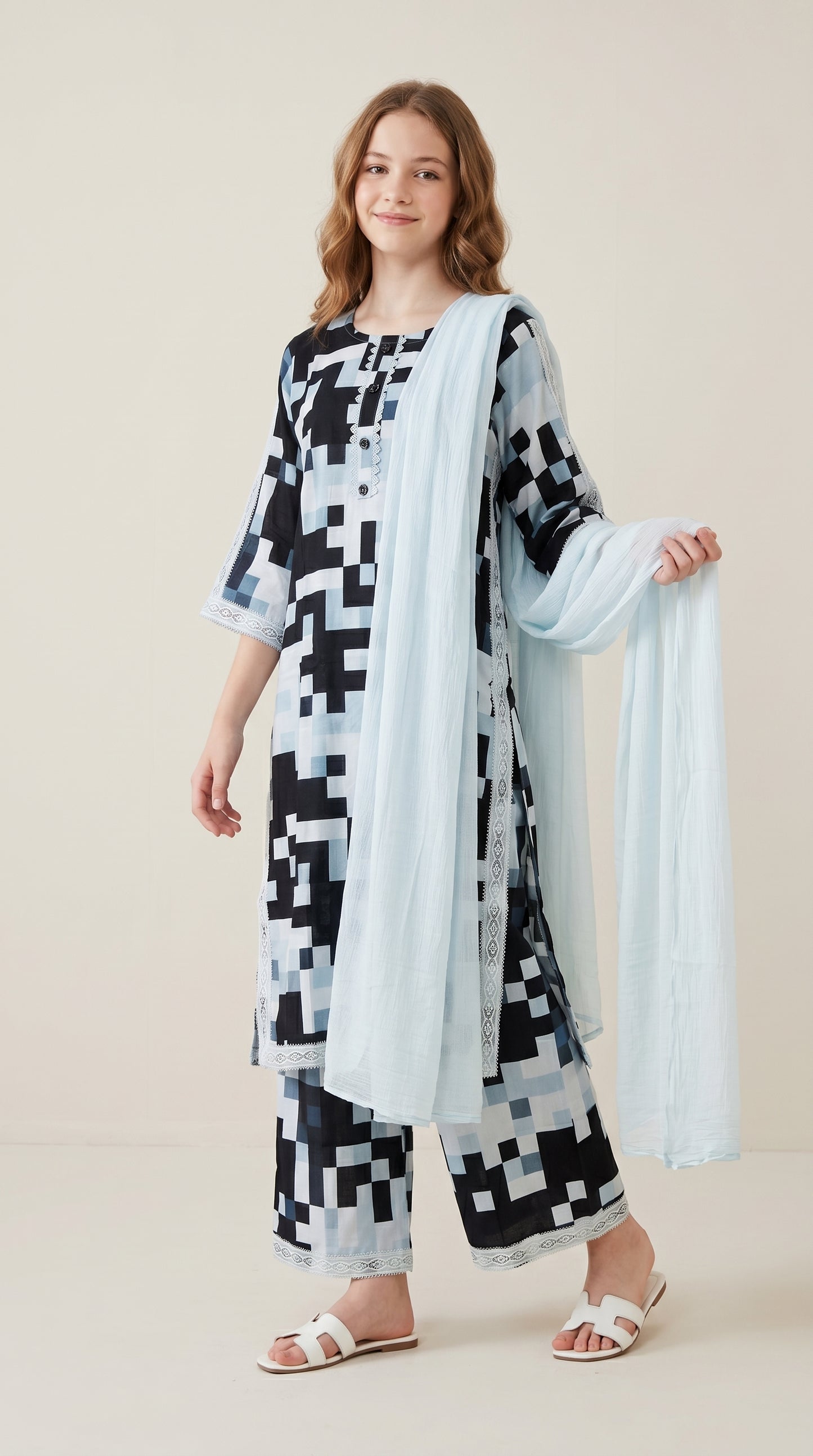 Cotton Printed Kurti Set 1583 Black