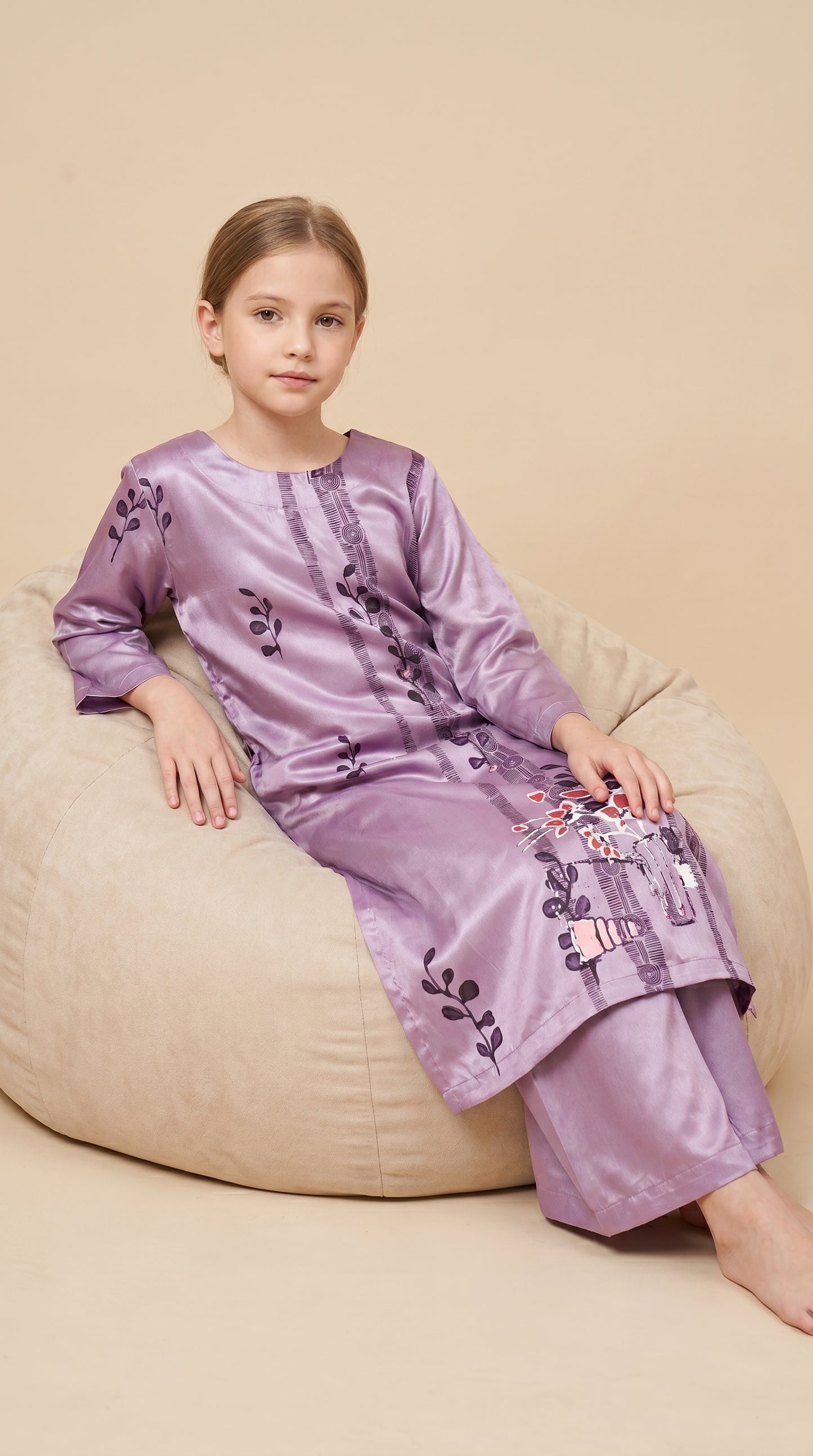 Cotton Printed Kurti Set 1589 Purple