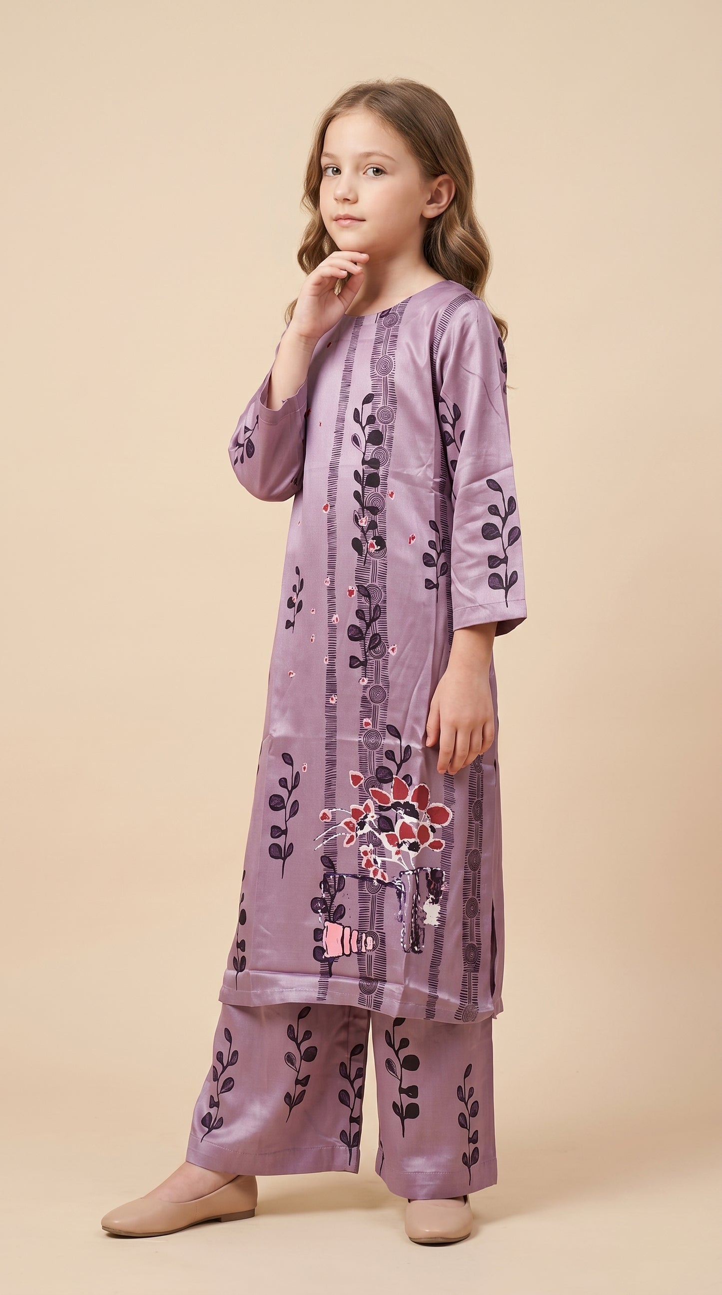 Cotton Printed Kurti Set 1589 Purple