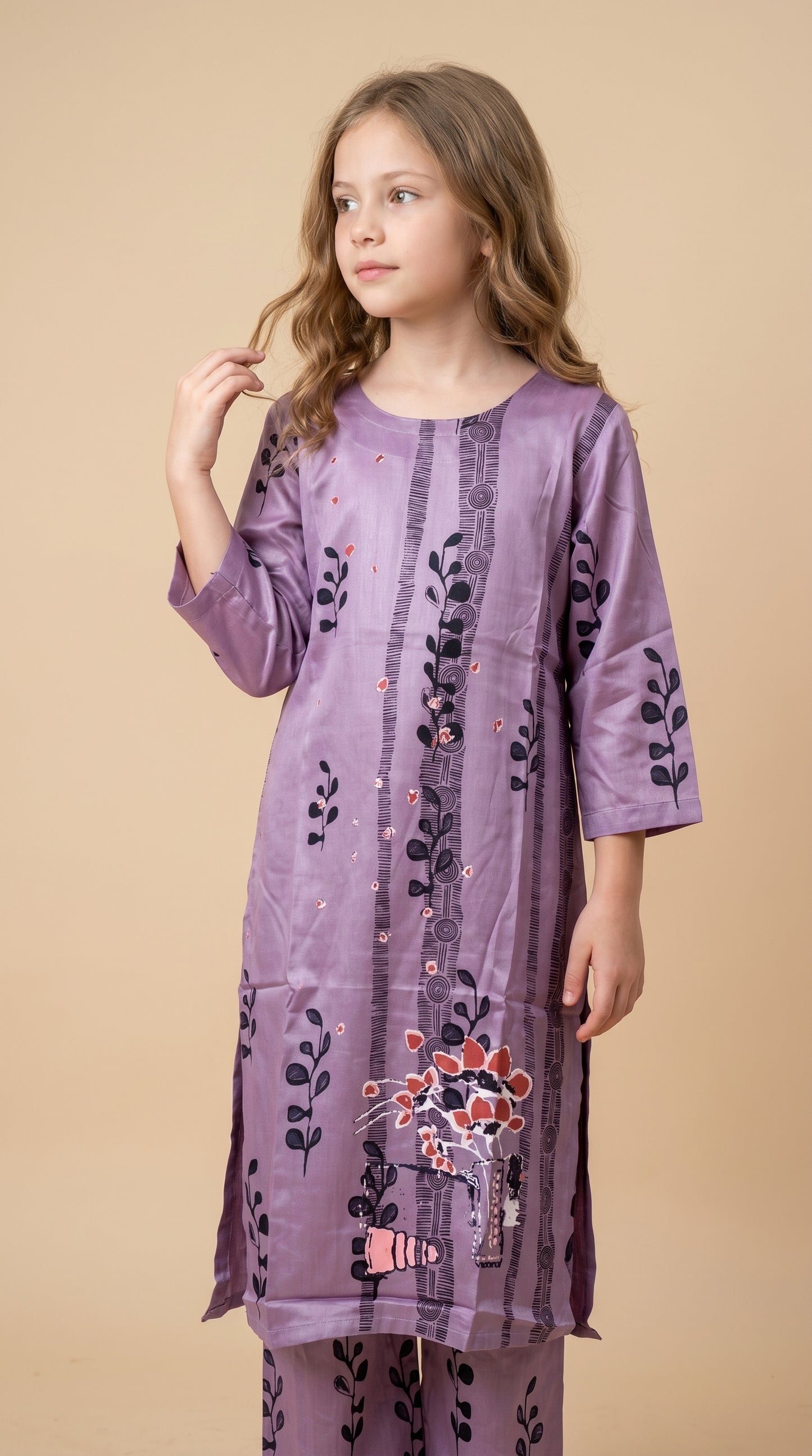 Cotton Printed Kurti Set 1589 Purple