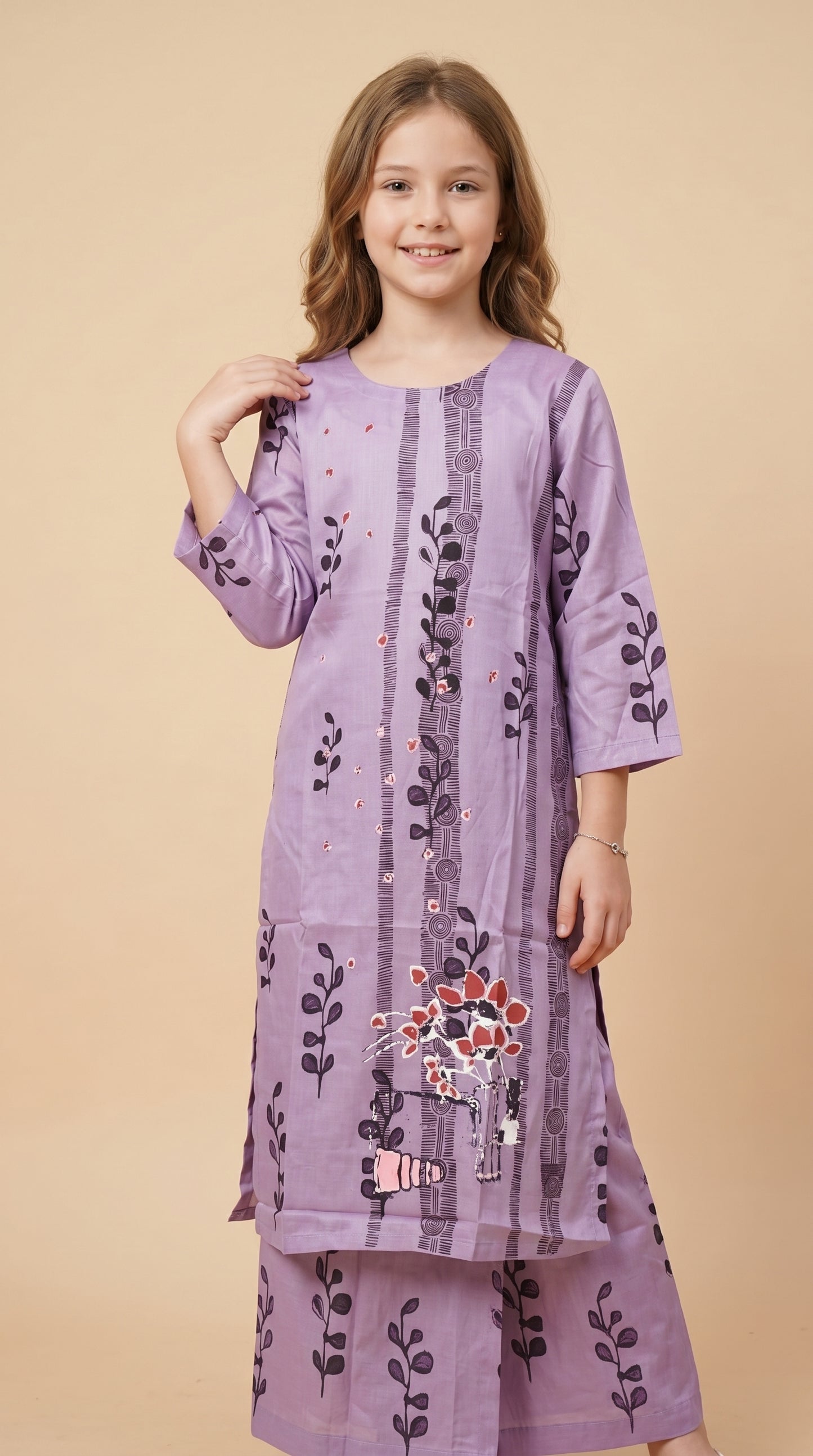 Cotton Printed Kurti Set 1589 Purple
