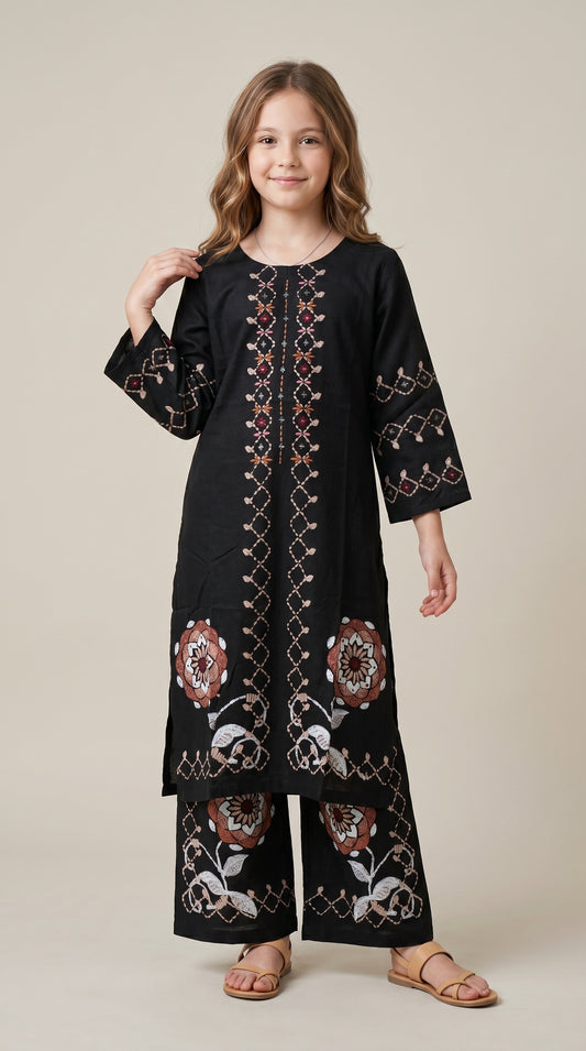Cotton Printed Kurti Set 1592 Black