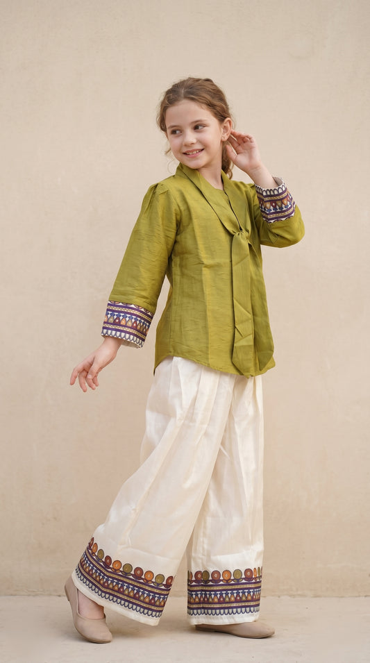 Satin Printed Plazo Set 1593 Green