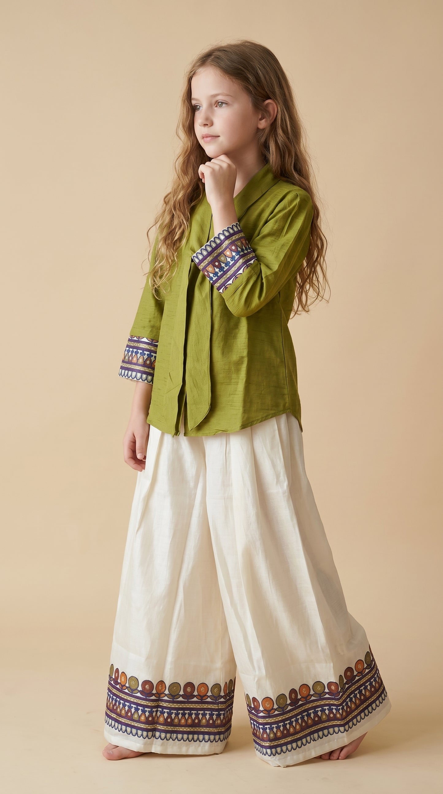 Satin Printed Plazo Set 1593 Green