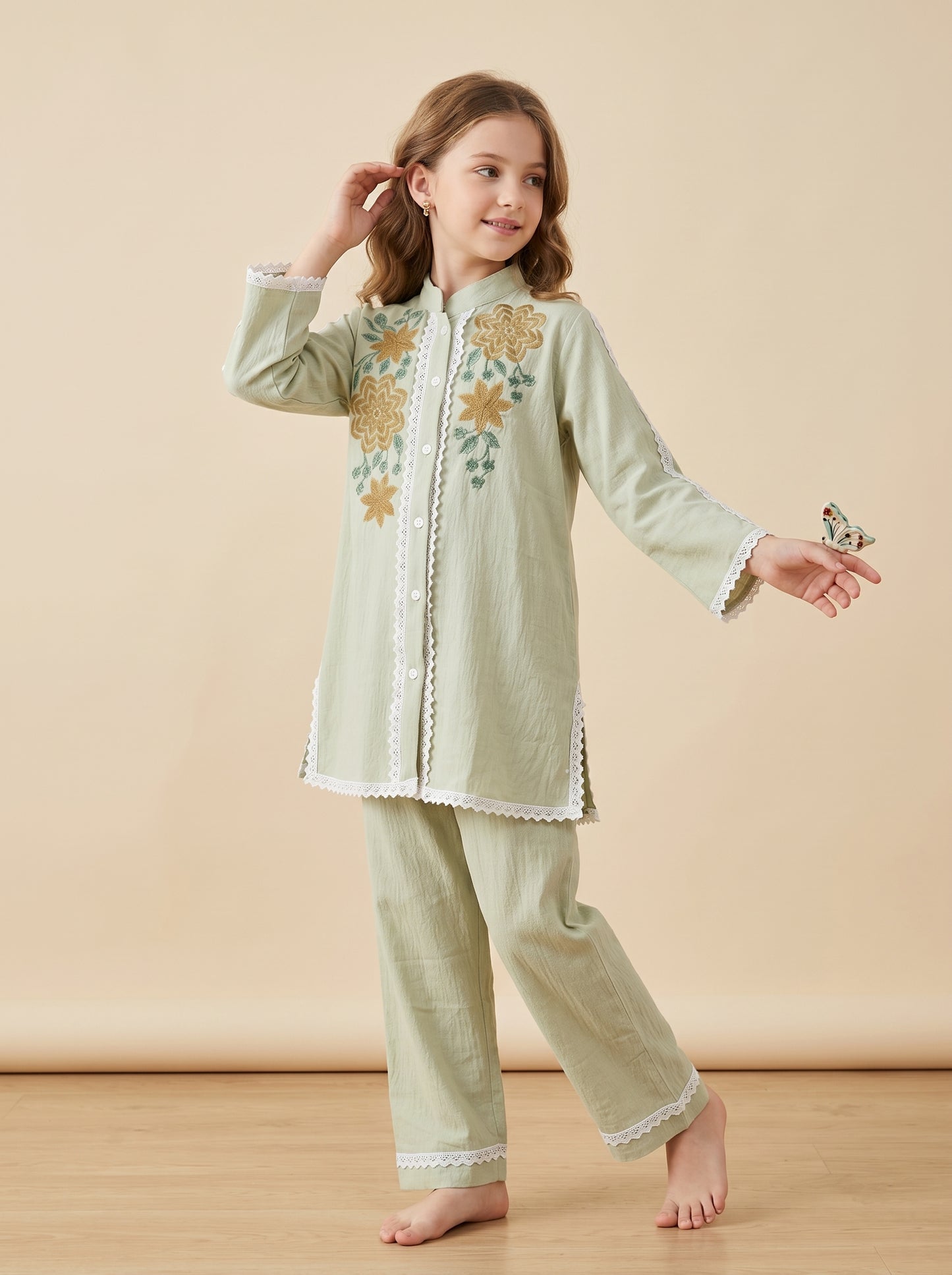 Cotton Embroidery Cord Set 1594 Green