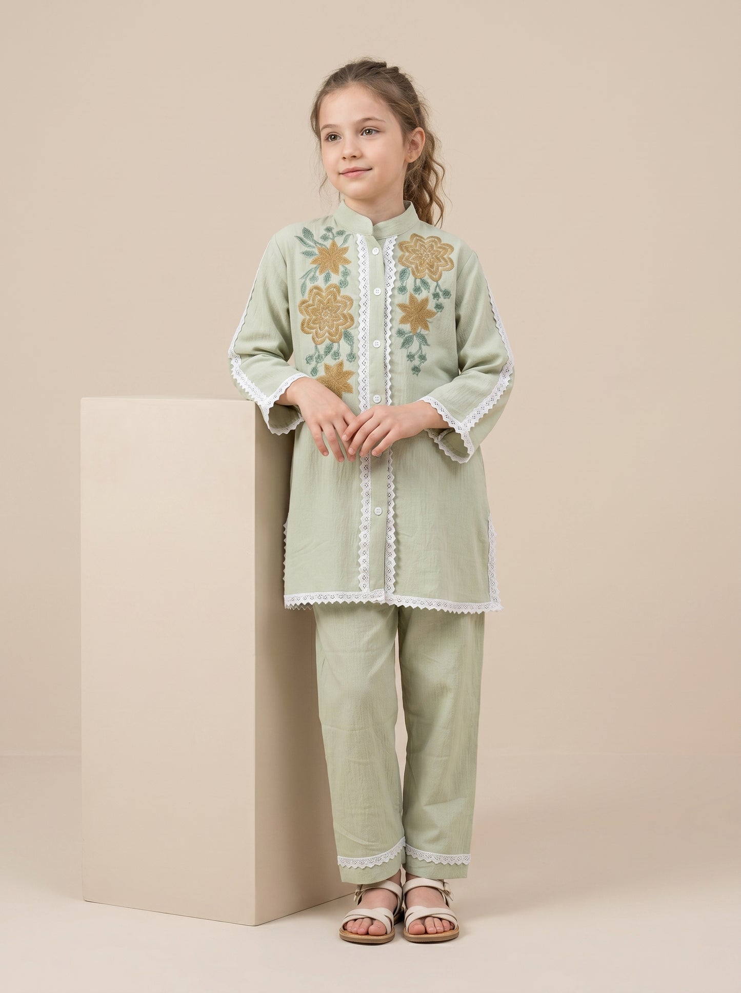 Cotton Embroidery Cord Set 1594 Green