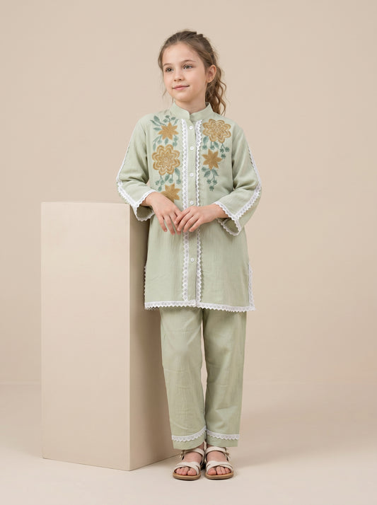 Cotton Embroidery Cord Set 1594 Green