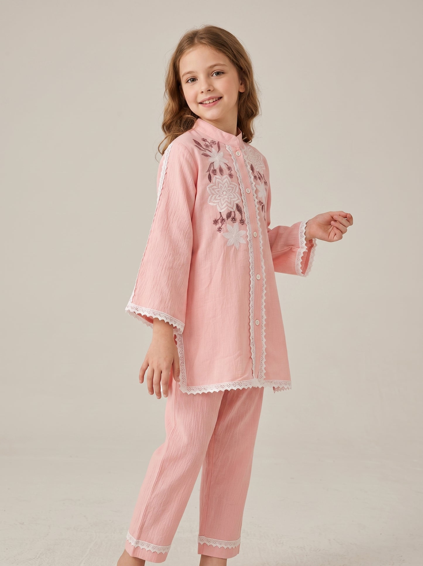 Cotton Embroidery Cord Set 1596 Pink