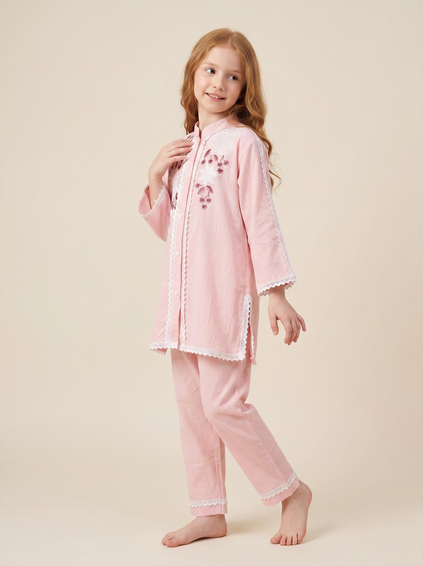 Cotton Embroidery Cord Set 1596 Pink